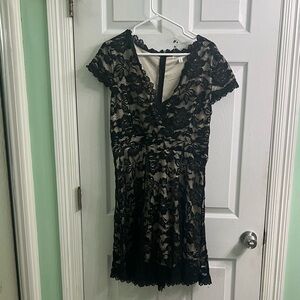 Roommates Black and Cream Lace Mini Dress